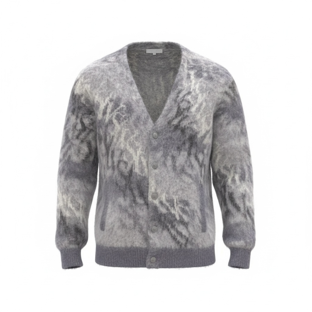 OMBRE WAVE-LOGO MOHAIR CARDIGAN