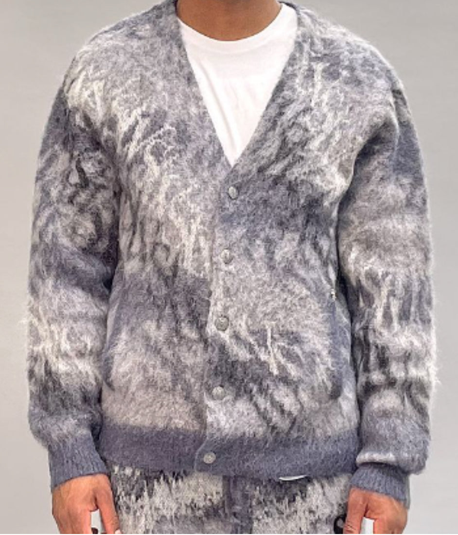 OMBRE WAVE-LOGO MOHAIR CARDIGAN