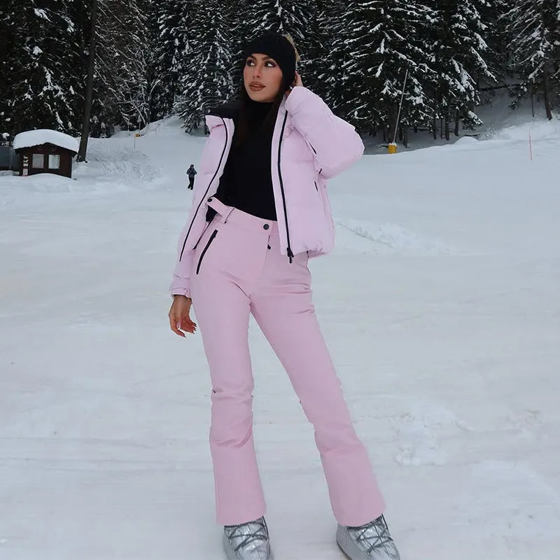 Windproof Two Piece Women Ski Suit