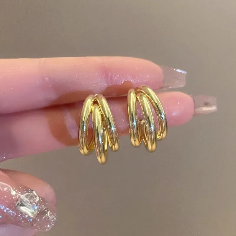 Elegant Gold Color Circled Hoop Earring