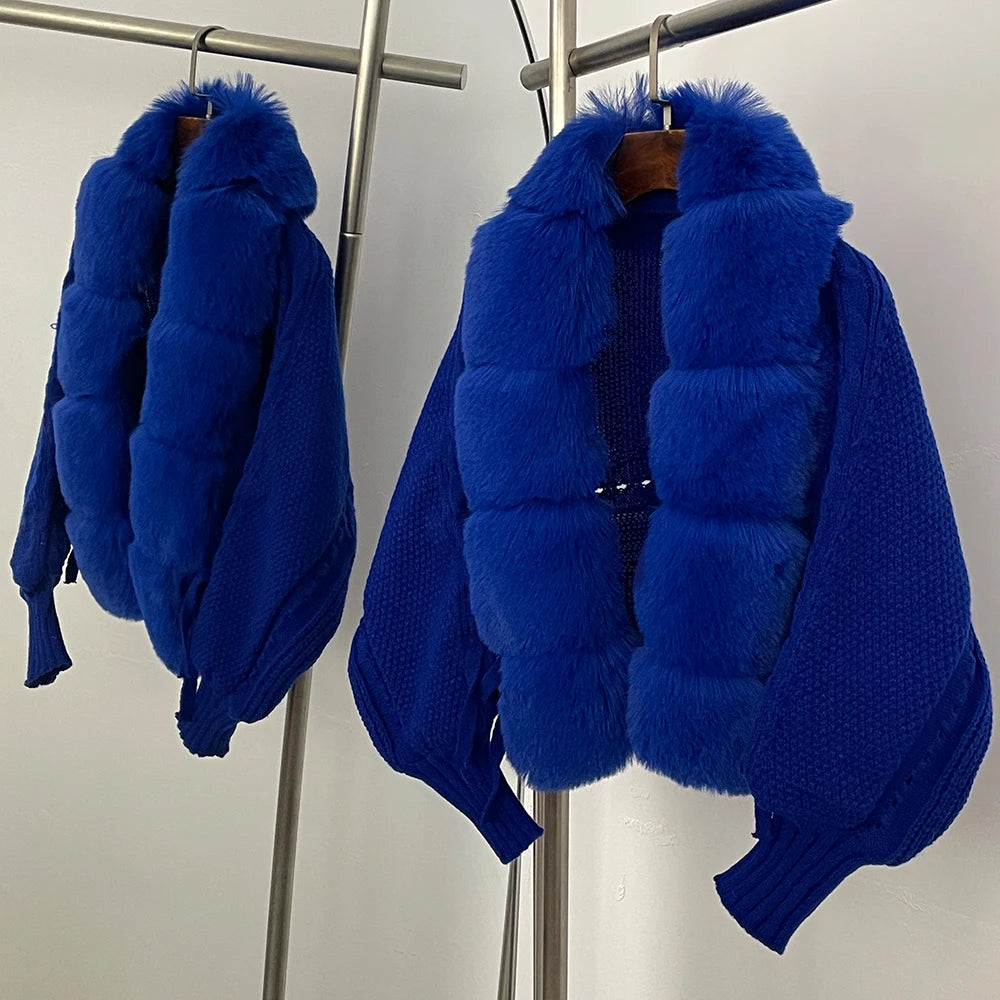 OFTBUY Faux Fur Cropped Coat