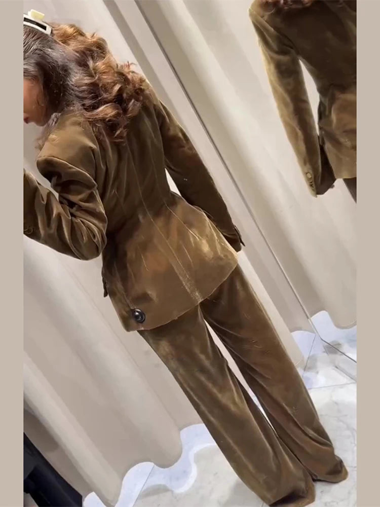 Elegant Velvet Jacket Pant Set