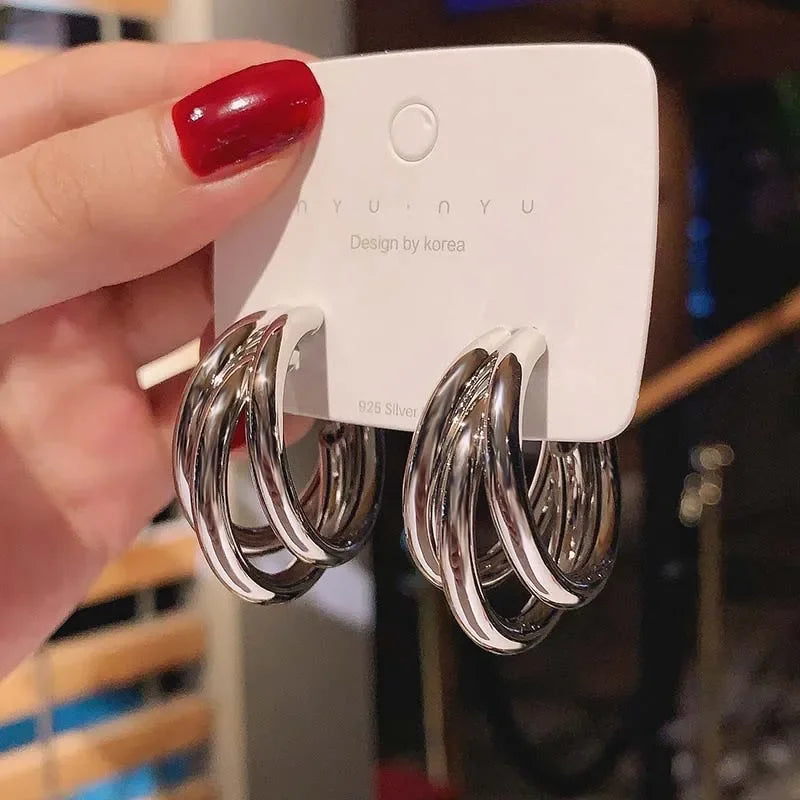 Elegant Gold Color Circled Hoop Earring