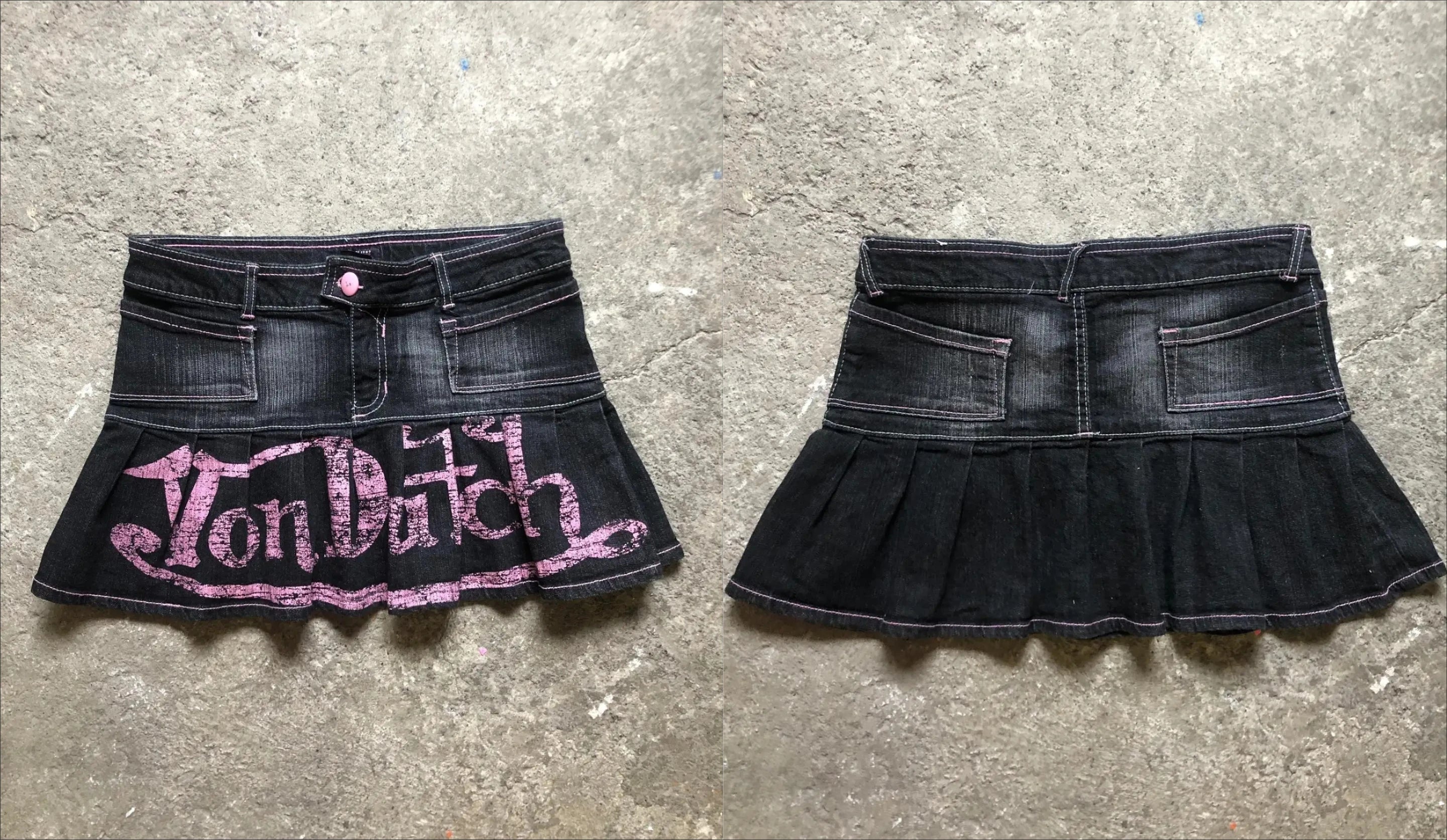 Korean Style Pink Letter Low Waist Slim Denim Skirt