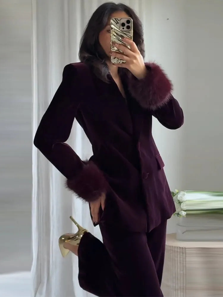 Velvet Faux Fur Suit