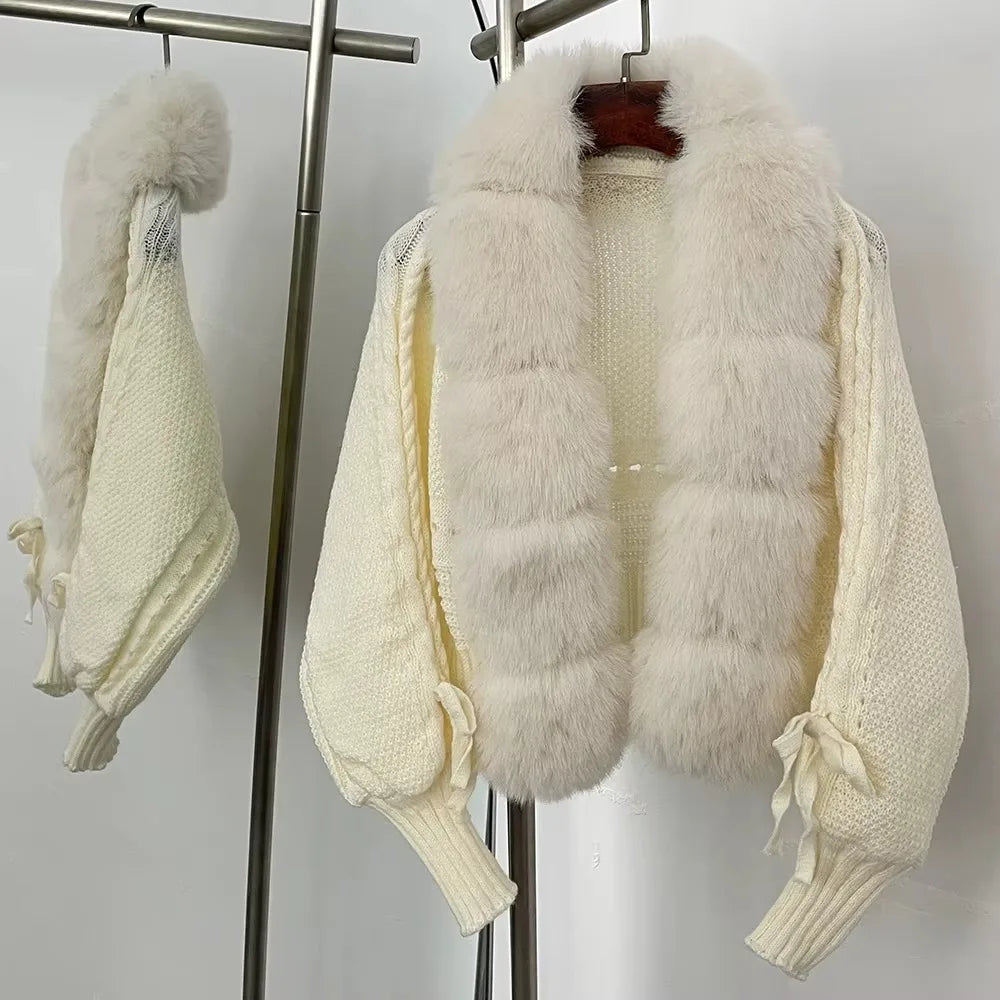 OFTBUY Faux Fur Cropped Coat