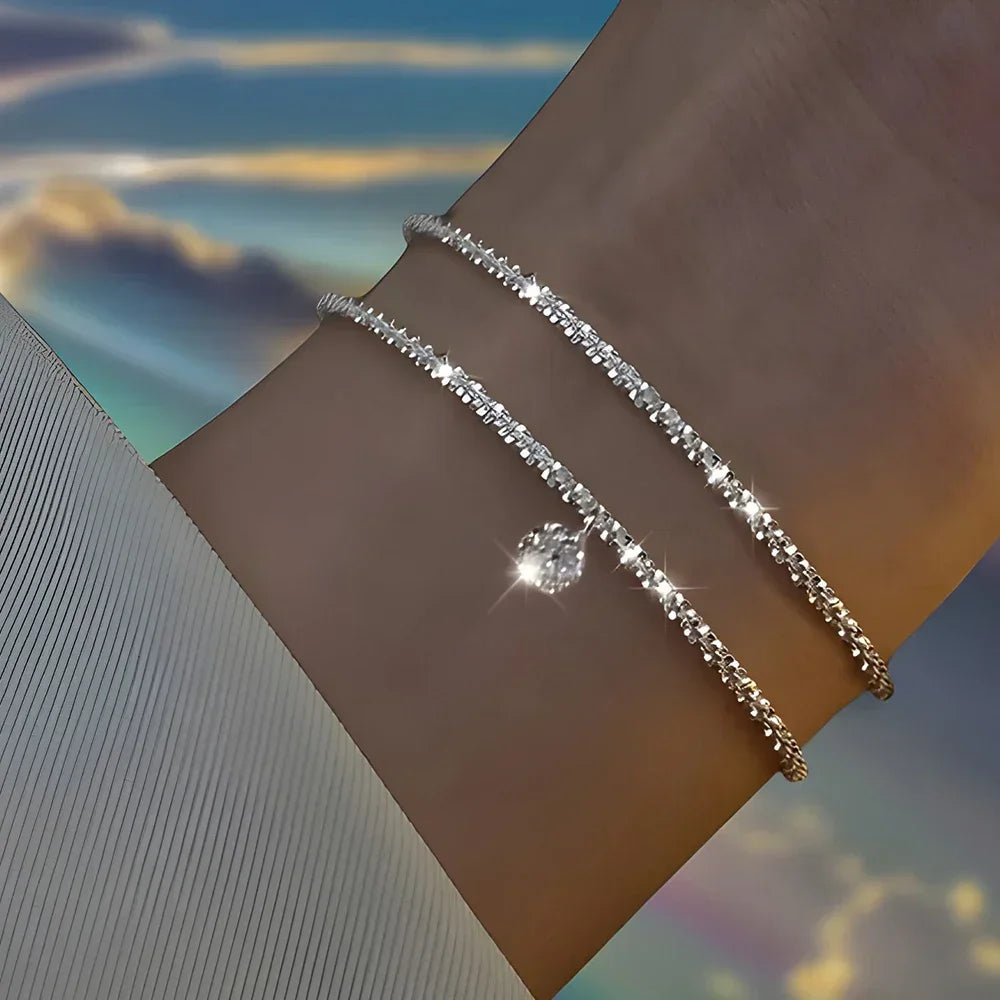 6Pcs 925 Sterling Silver Rhinestone Bracelets