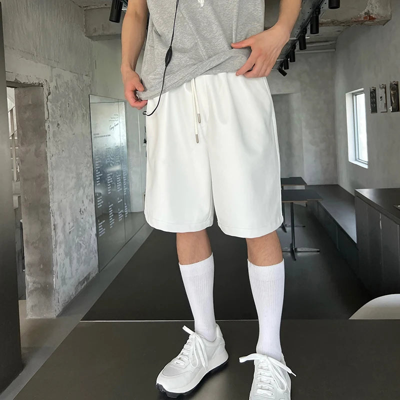 Mauroicardi  Black Pu Leather Straight Shorts