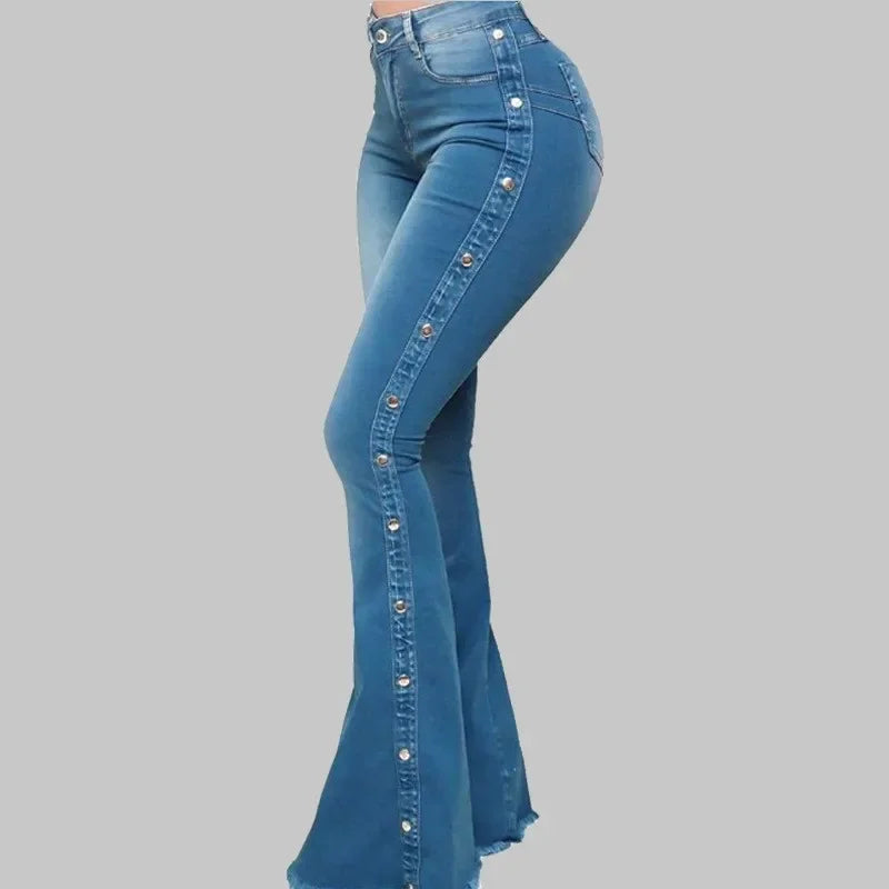 High Waist Stretch Denim Flare Jeans
