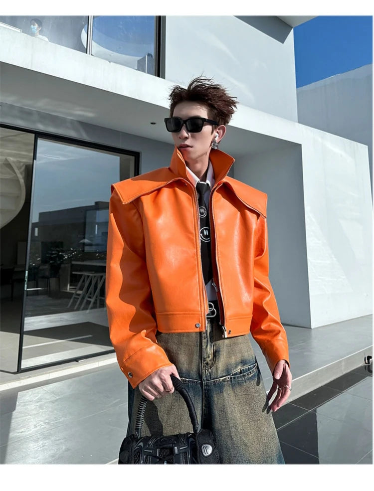 Mauroicardi Spring Autumn  Faux Leather Jacket