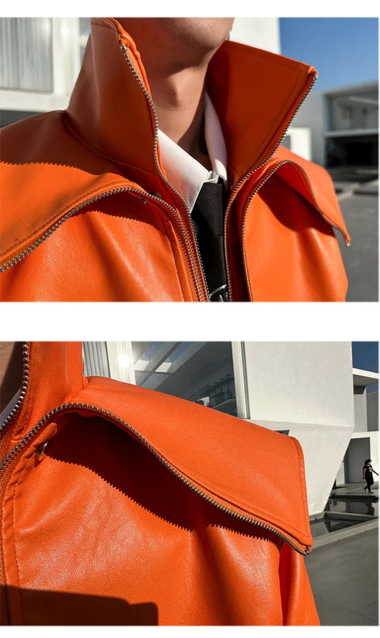 Mauroicardi Spring Autumn  Faux Leather Jacket