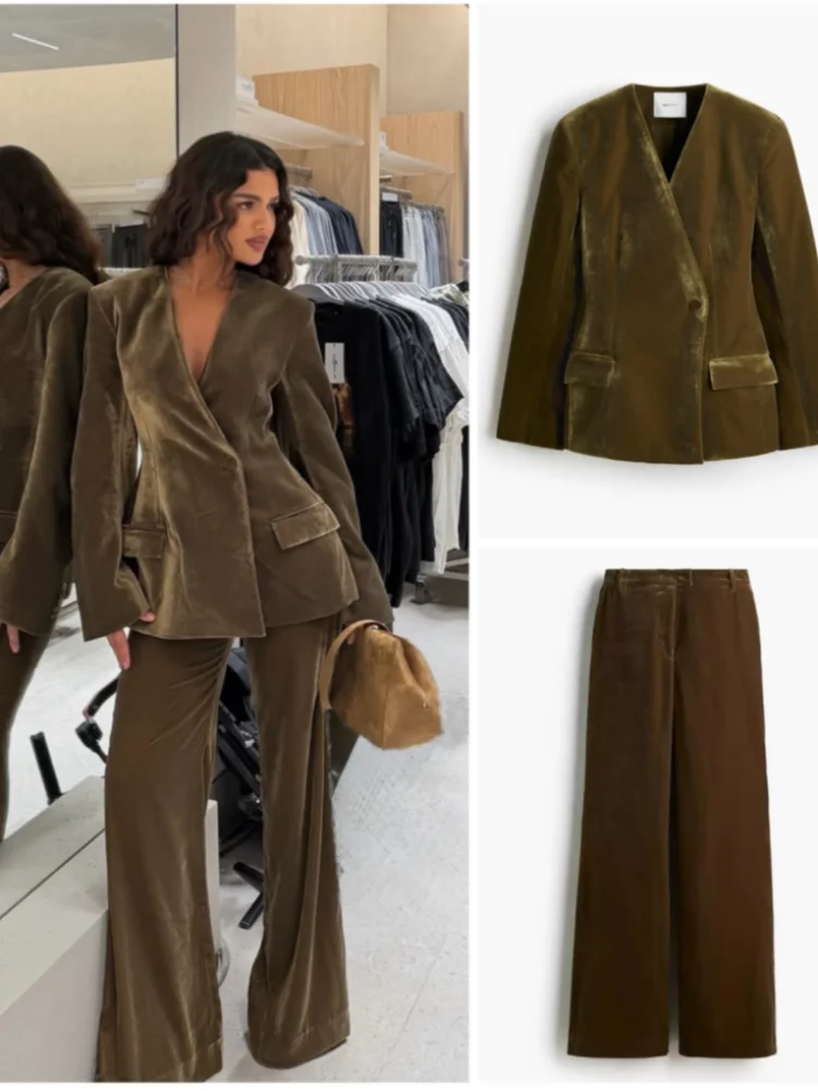 Elegant Velvet Jacket Pant Set