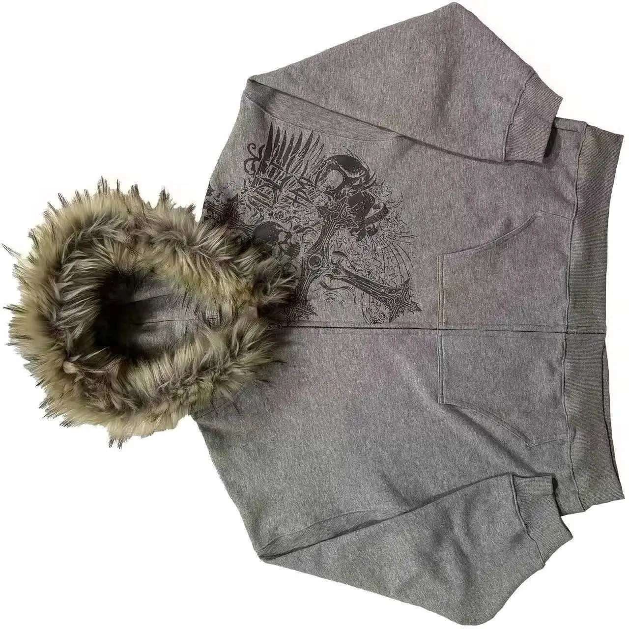 Harajuku Hoodie Skull Cross Print