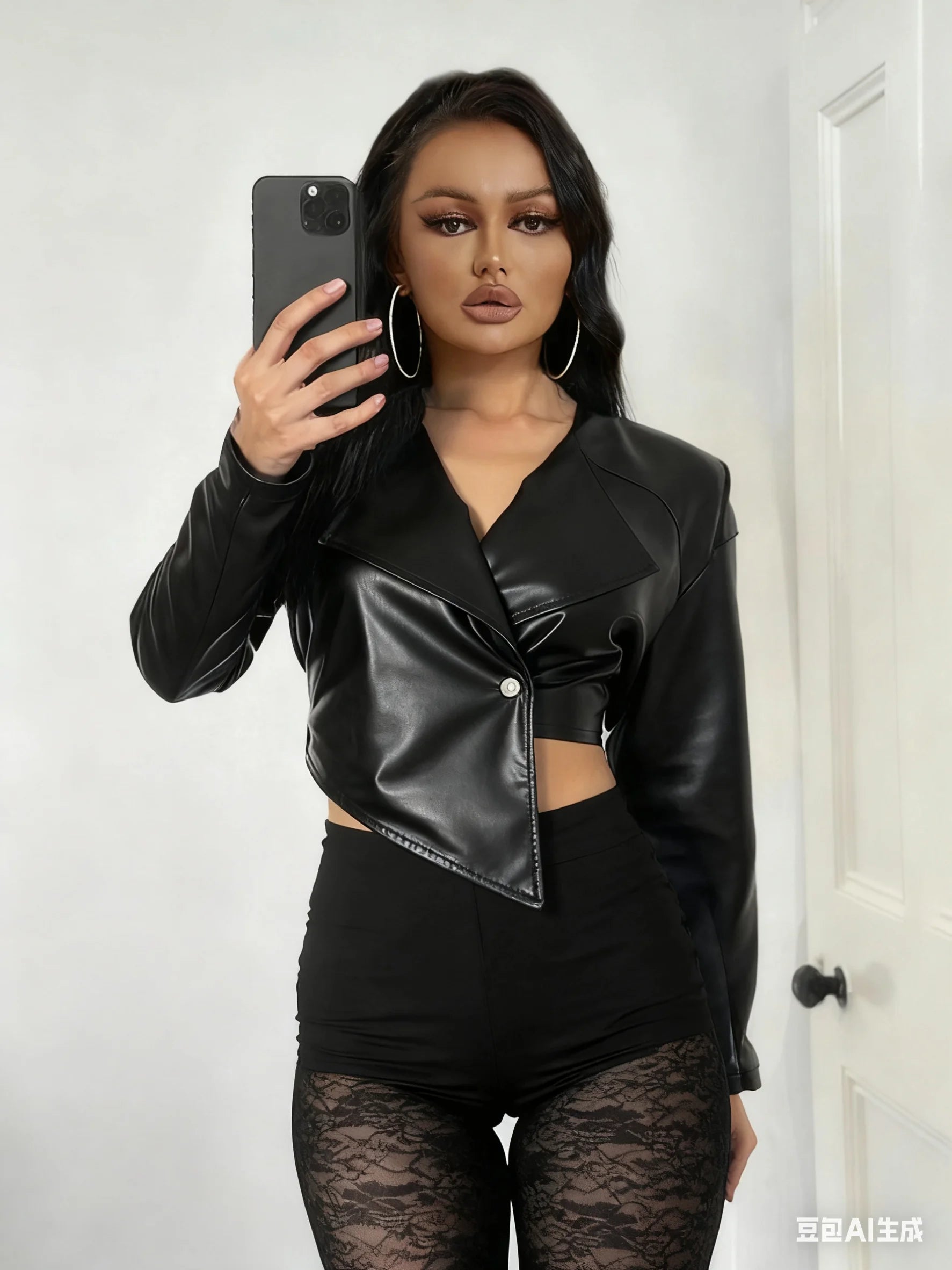 Sisterlinda Faux Leather Crop Jacket
