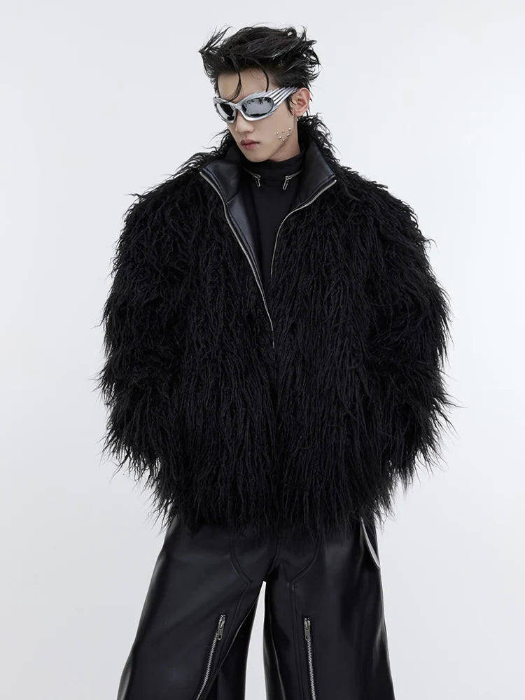 Mauroicardi Winter Shaggy Faux Mongolian Fur Coat