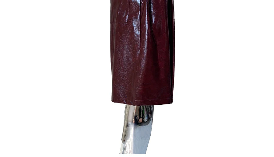 Mauroicardi Shiny Burgundy Pu Leather Straight Short