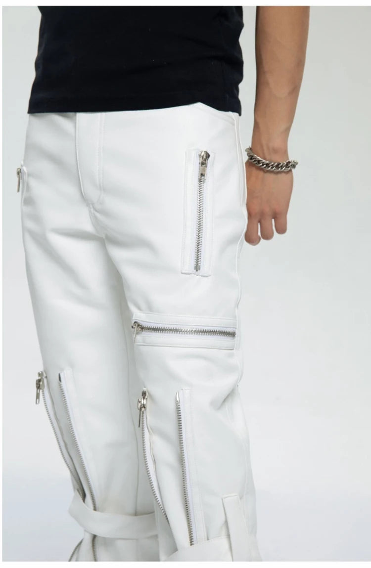 Mauroicardi Spring Black Pu Leather Pants