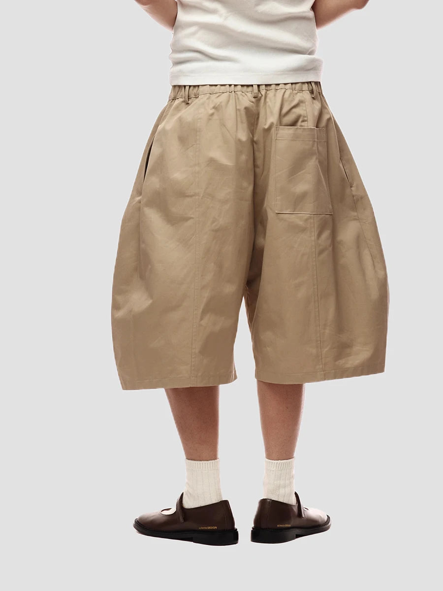 Mauroicardi Baggy Casual Khaki Wide Leg Shorts