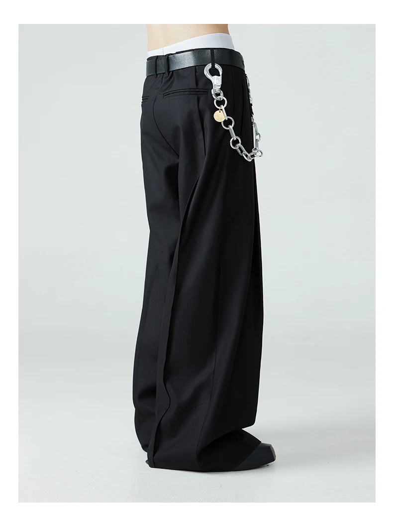 Mauroicardi Casual Baggy Pleated Wide Leg Pants