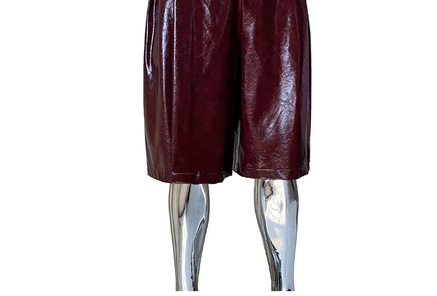 Mauroicardi Shiny Burgundy Pu Leather Straight Short