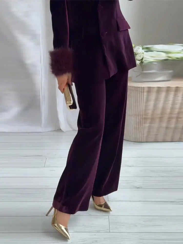 Velvet Faux Fur Suit