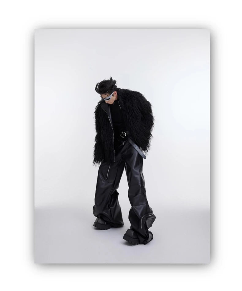 Mauroicardi Winter Shaggy Faux Mongolian Fur Coat