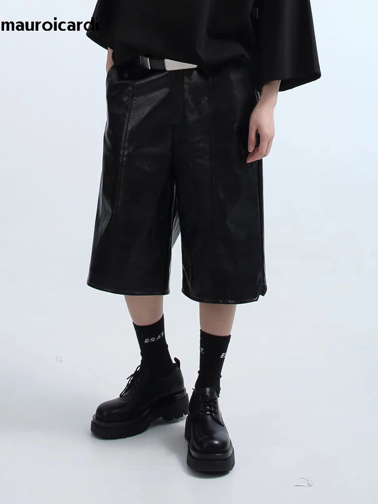 Mauroicardi  Black Pu Leather Shorts