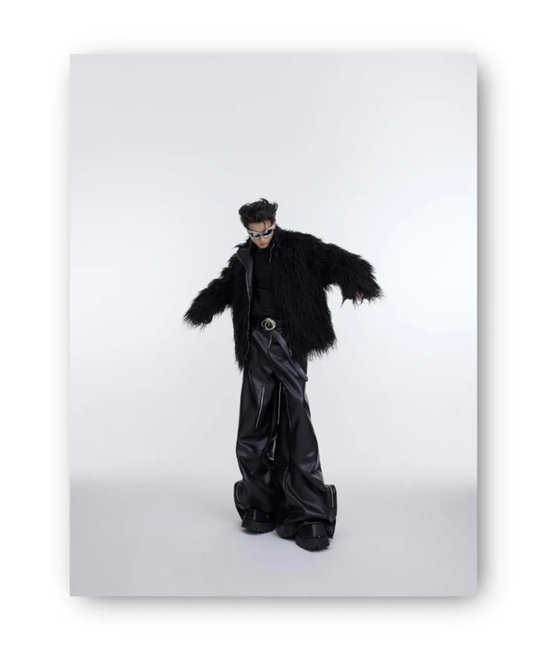 Mauroicardi Winter Shaggy Faux Mongolian Fur Coat