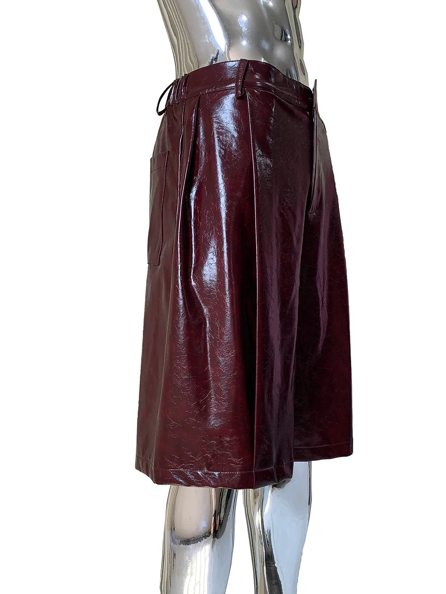 Mauroicardi Shiny Burgundy Pu Leather Straight Short