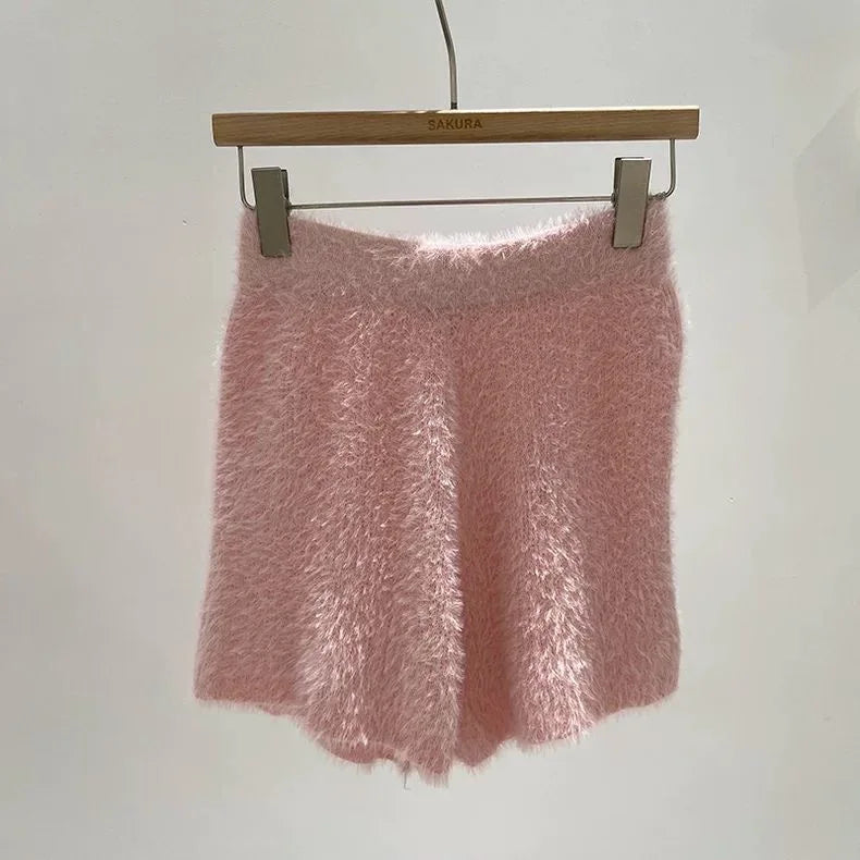 Plush Slim High Waist Velvet Pants