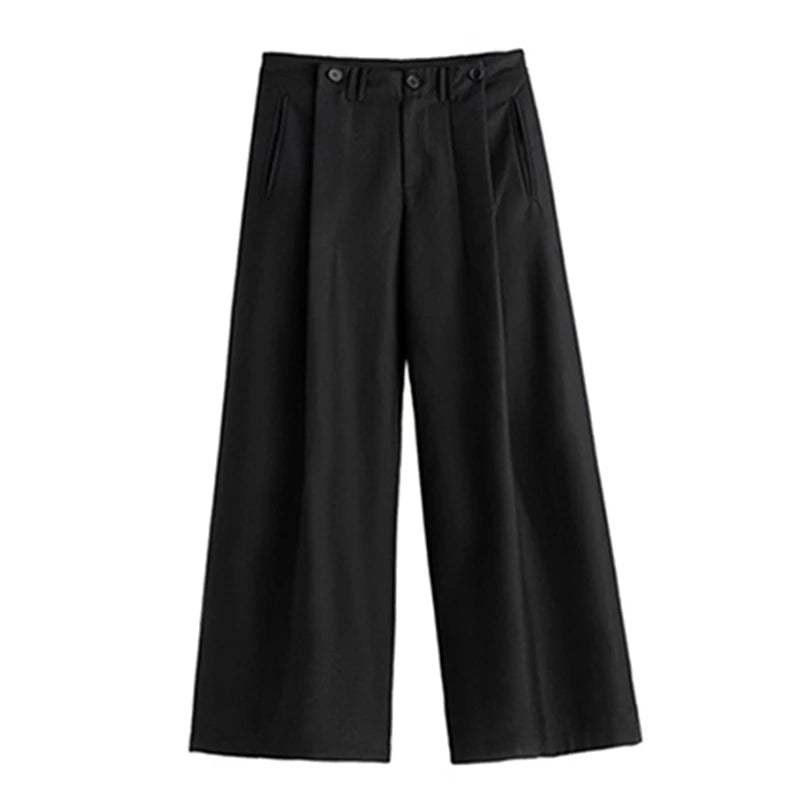 Mauroicardi Casual Baggy Pleated Wide Leg Pants