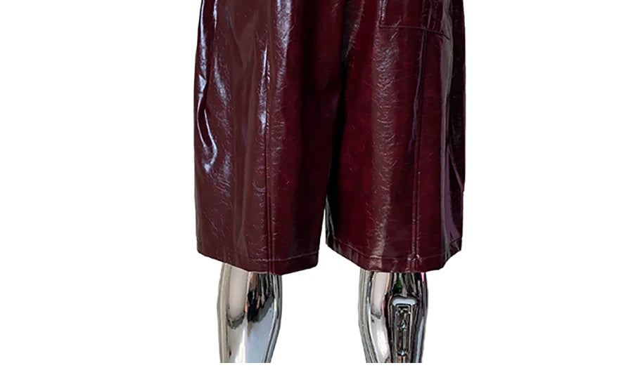 Mauroicardi Shiny Burgundy Pu Leather Straight Short