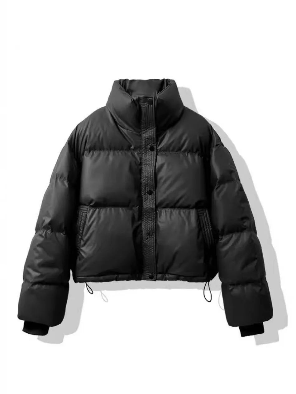 Solid Color Cropped Coat