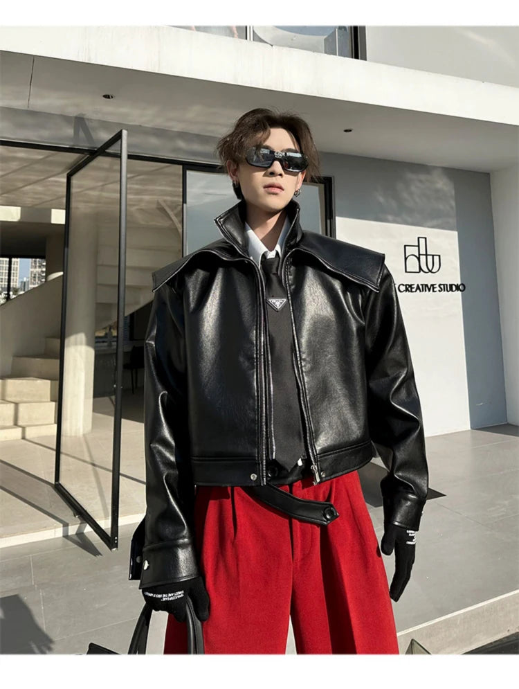 Mauroicardi Spring Autumn  Faux Leather Jacket