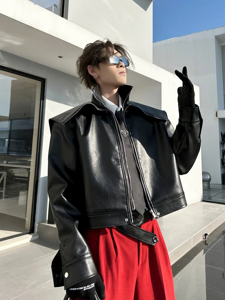 Mauroicardi Spring Autumn  Faux Leather Jacket