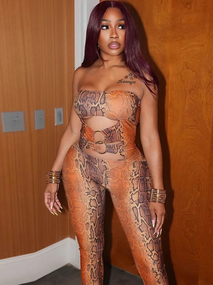 Weird Puss Sexy Snake Print Set