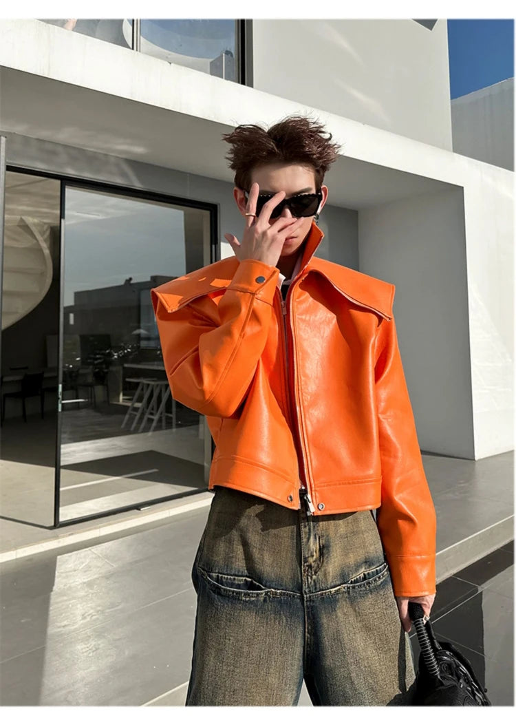 Mauroicardi Spring Autumn  Faux Leather Jacket