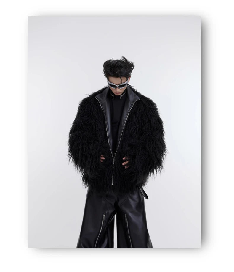 Mauroicardi Winter Shaggy Faux Mongolian Fur Coat