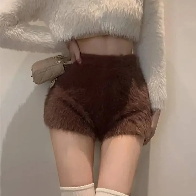 Plush Slim High Waist Velvet Pants