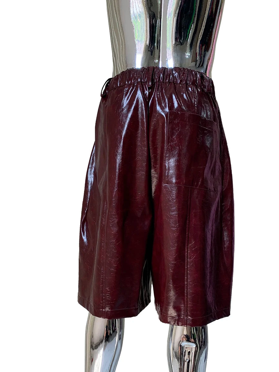 Mauroicardi Shiny Burgundy Pu Leather Straight Short