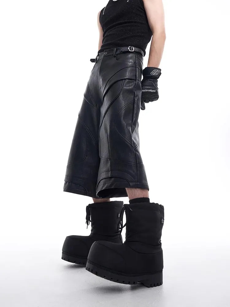 Mauroicardi  Black Pu Leather Shorts