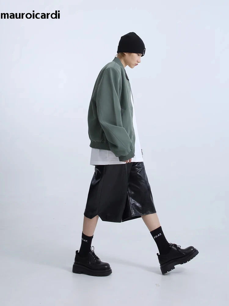 Mauroicardi  Black Pu Leather Shorts