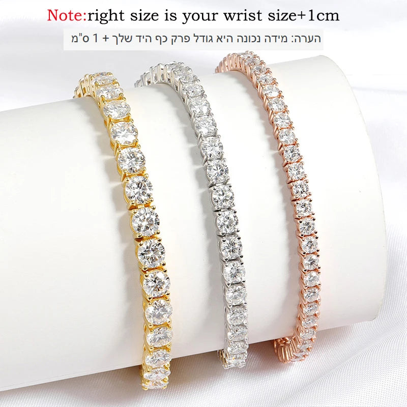 Smyoue 18k Gold Plated Moissanite Tennis Bracelet
