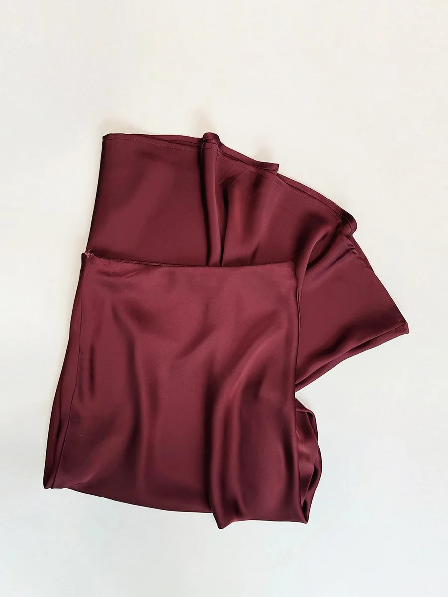 French Style Chic High-Waisted Satin Skirt