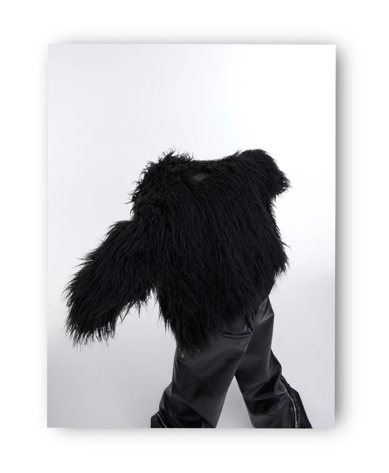 Mauroicardi Winter Shaggy Faux Mongolian Fur Coat