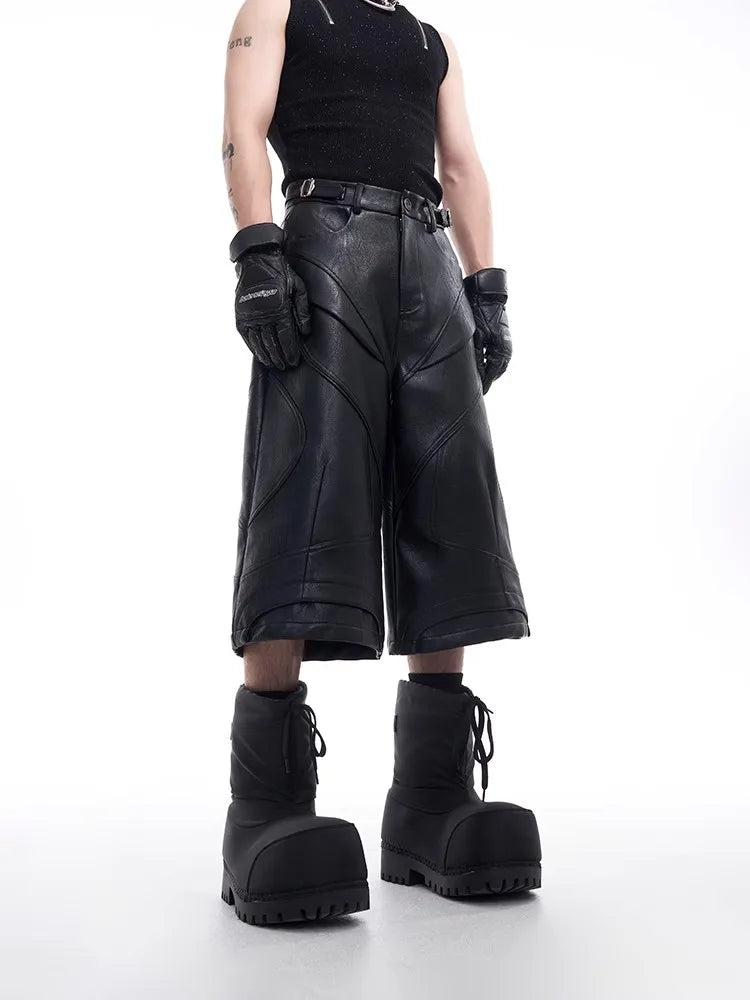 Mauroicardi  Black Pu Leather Shorts