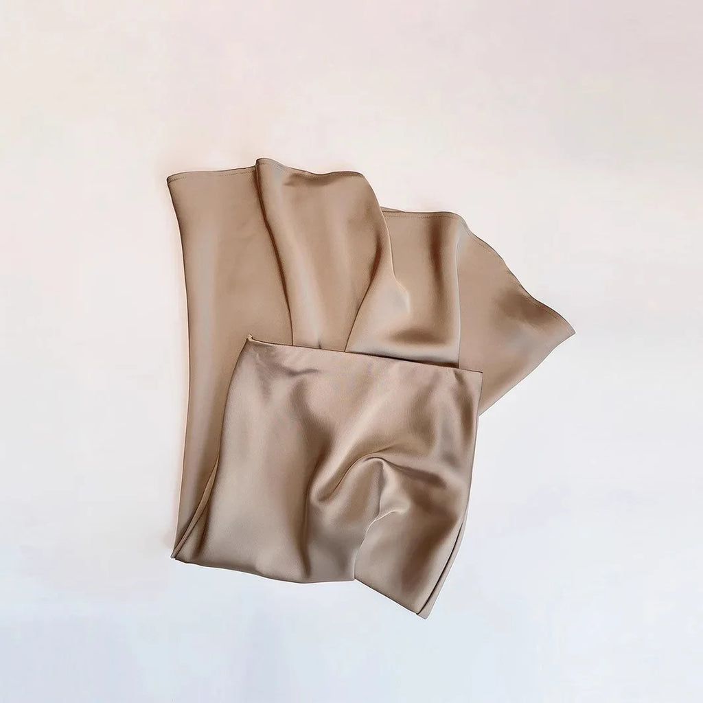 French Style Chic High-Waisted Satin Skirt