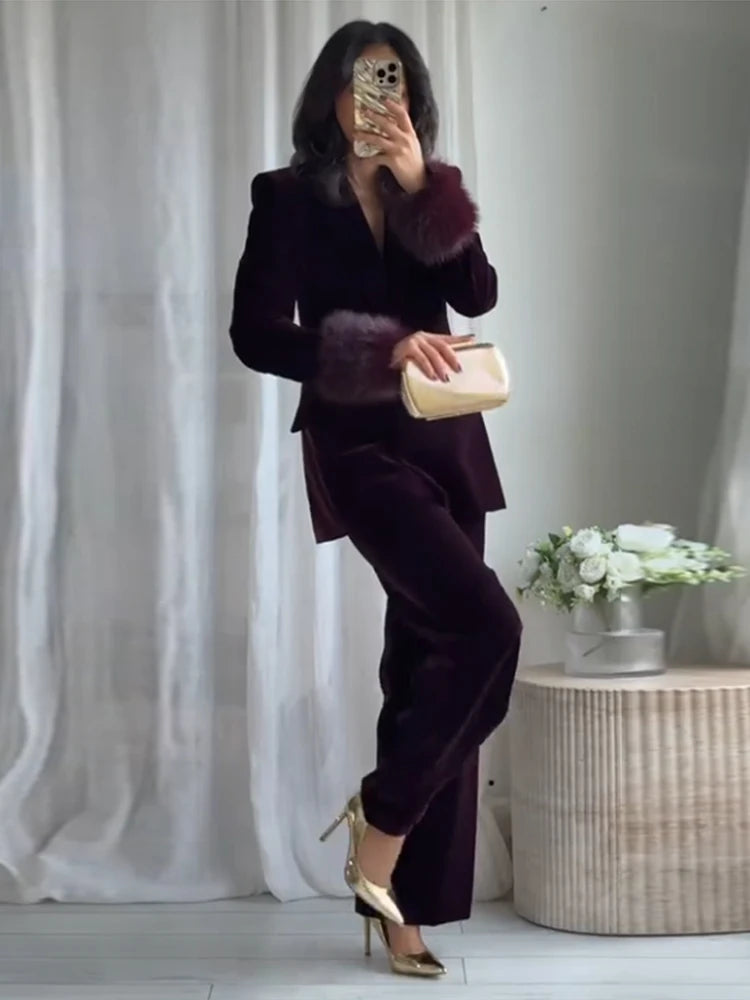 Velvet Faux Fur Suit