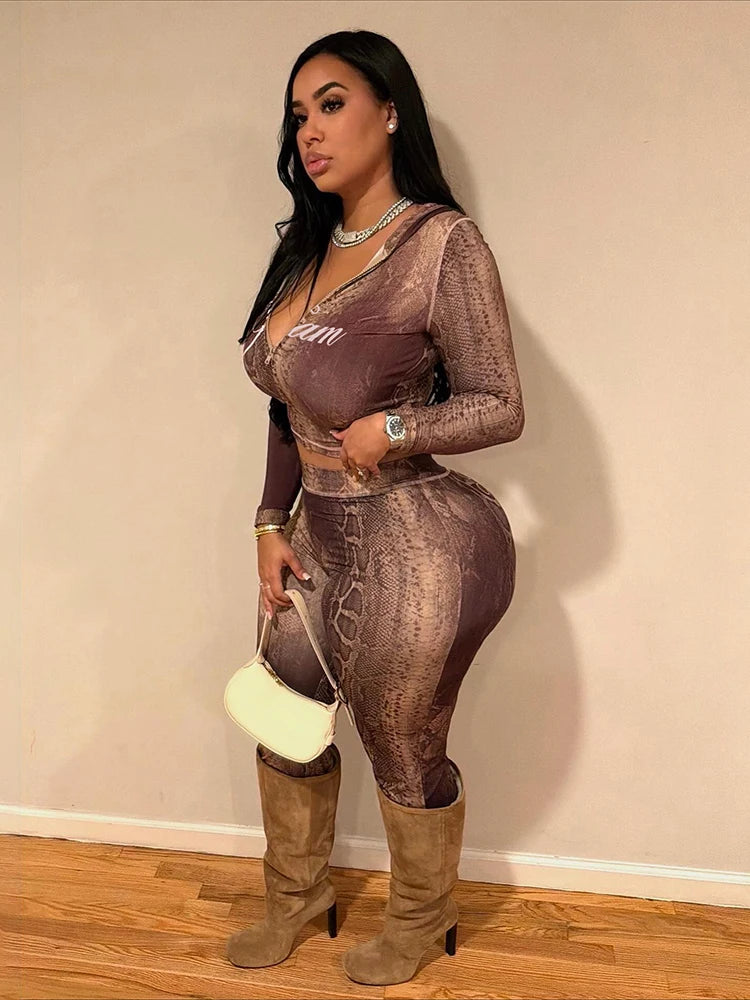 Weird Puss Letter Snake Print Tracksuit