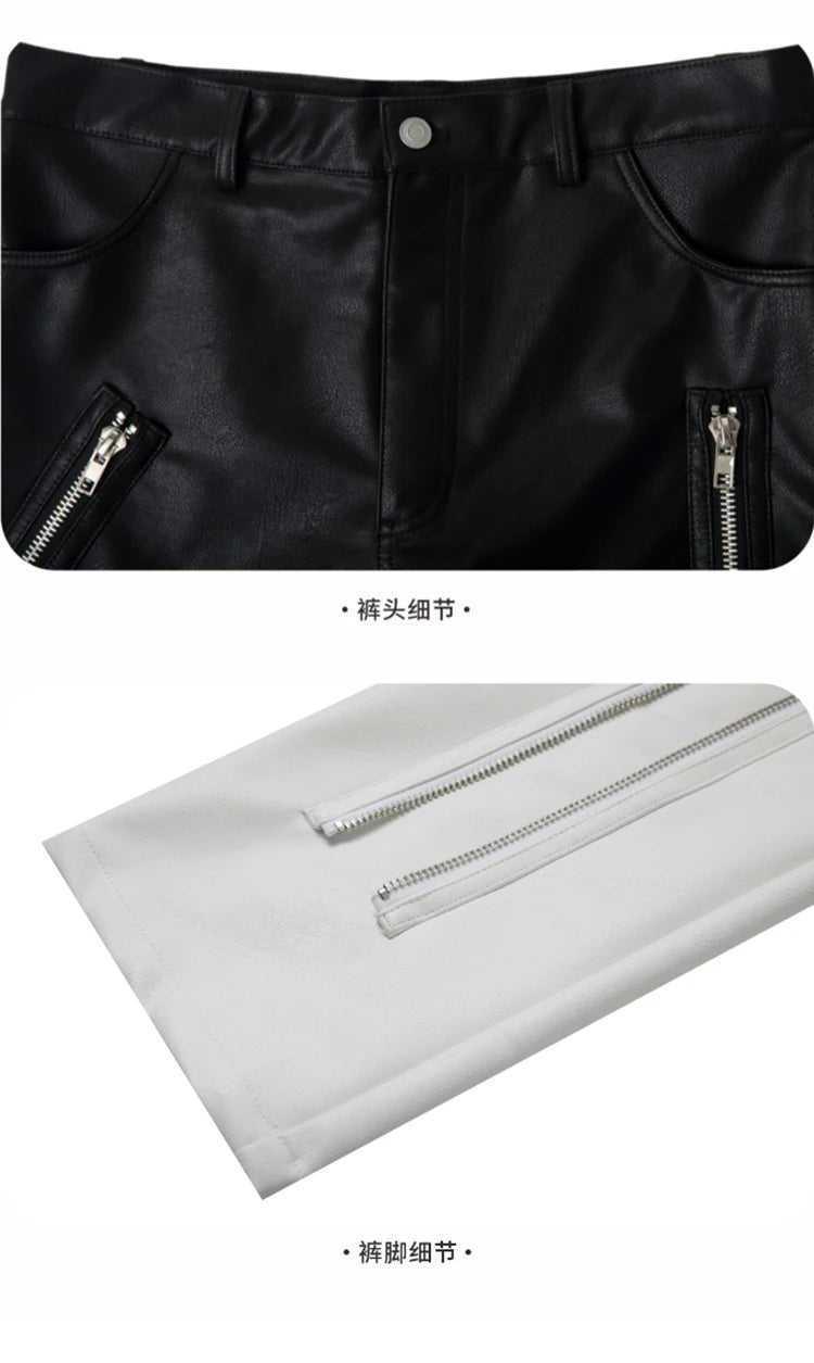 Mauroicardi Spring Black Pu Leather Pants